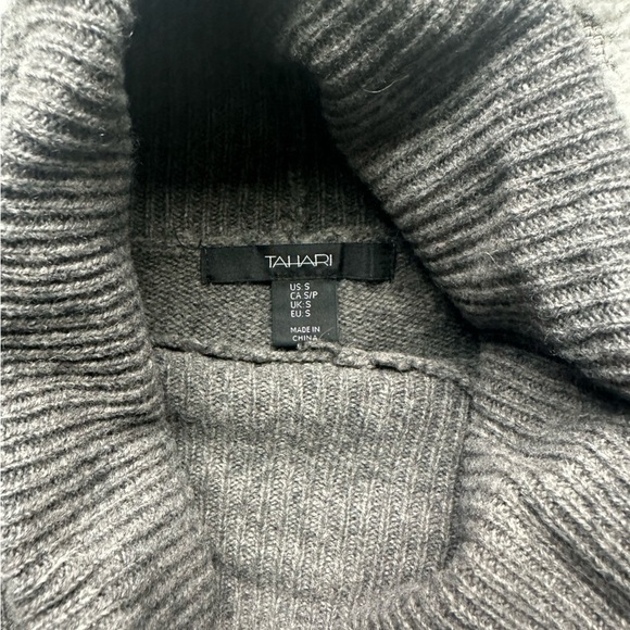 Tahari Black Gray Stripe Poncho - Picture 2 of 3